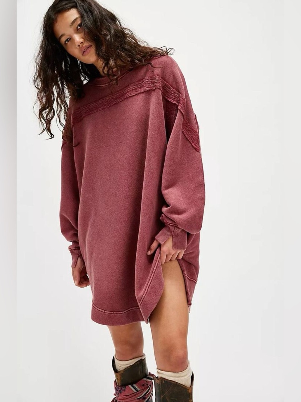 Free People Camden Sweatshirt Ultra OVERSIZED Slouchy Boho Chic Comfy Distressed